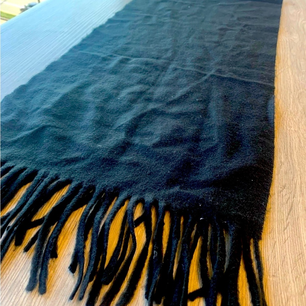 Vintage Christian Dior black cashmaire tassel scarf